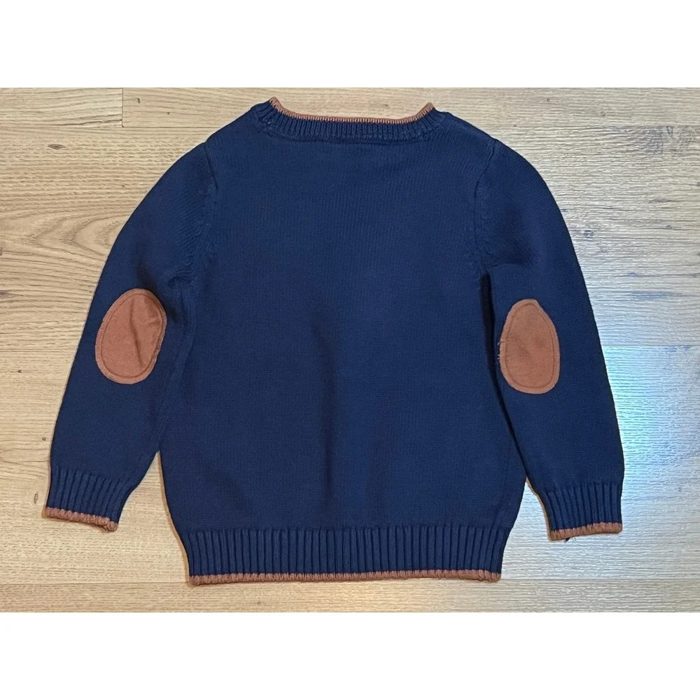 Gymboree Airplane Sweater Toddler 3T Navy Blue Knit Pilot Elbow Patches Pullover